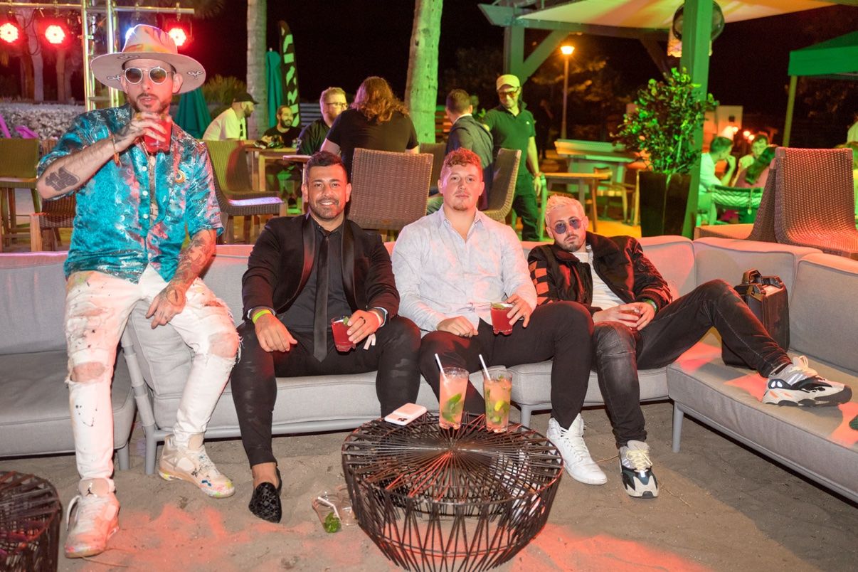 Richie Hosein with J.O. Jerusalem, Nick Shafinsky of AMPT, and Jason Schwartz of Of The Art in Miami during Art Basel