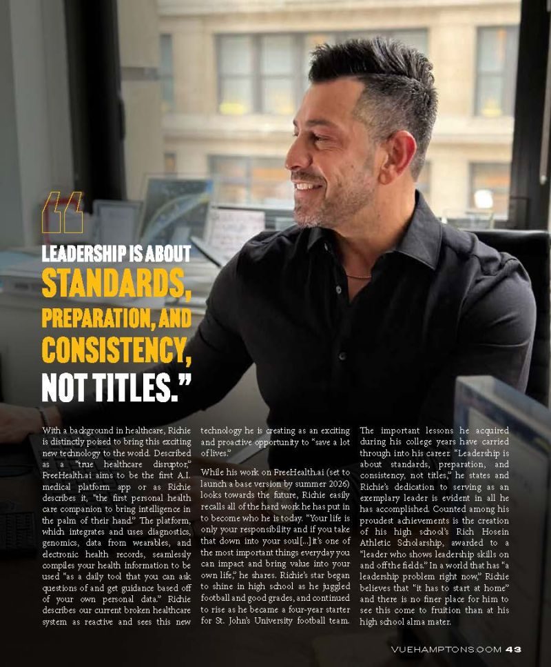 VUE Hamptons Spring 2026 feature on Richie Hosein, page 43