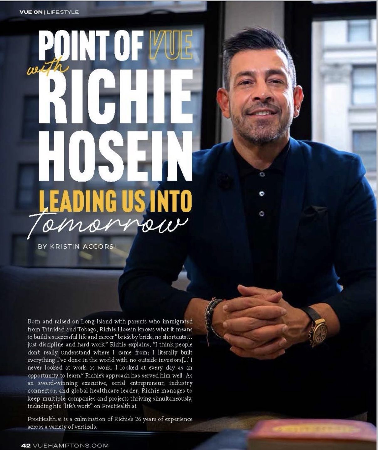 VUE Hamptons cover — Point of Vue with Richie Hosein, Leading Us Into Tomorrow.